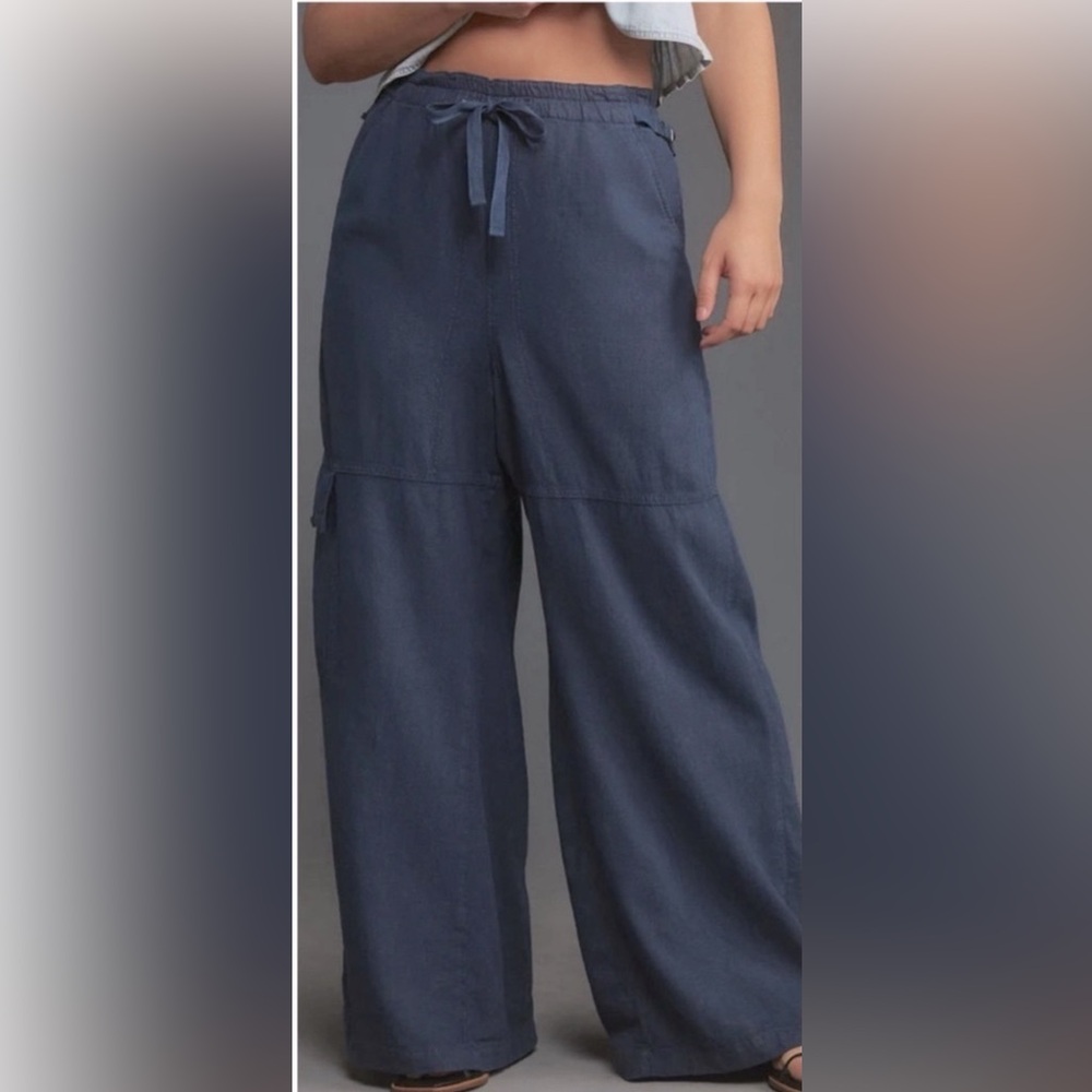 NWT’s Anthropologie Pilcro Cargo Baggy Black Linen Convertible Pants Size XL